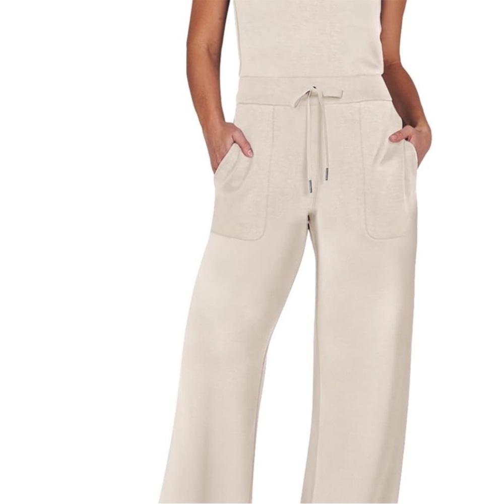 Women's Cream Wide-Leg Pants by Arabess so soft!